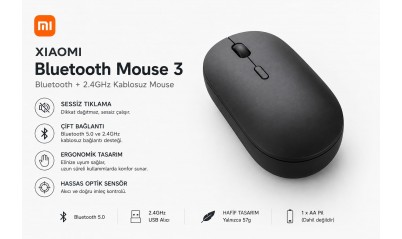 Xiaomi  Bluetooth Mouse 3.Nesil   2.4GHz Kablosuz Sessiz Mouse